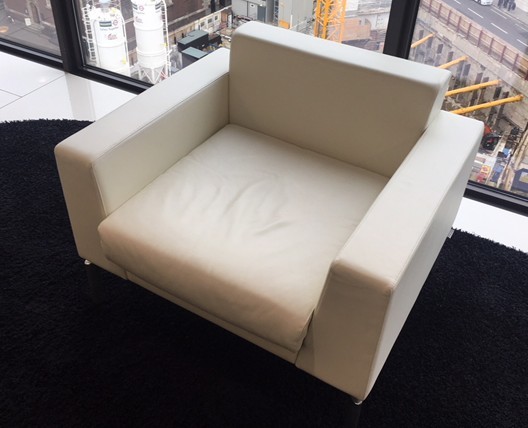 Boss Design White Leather Arm Chair