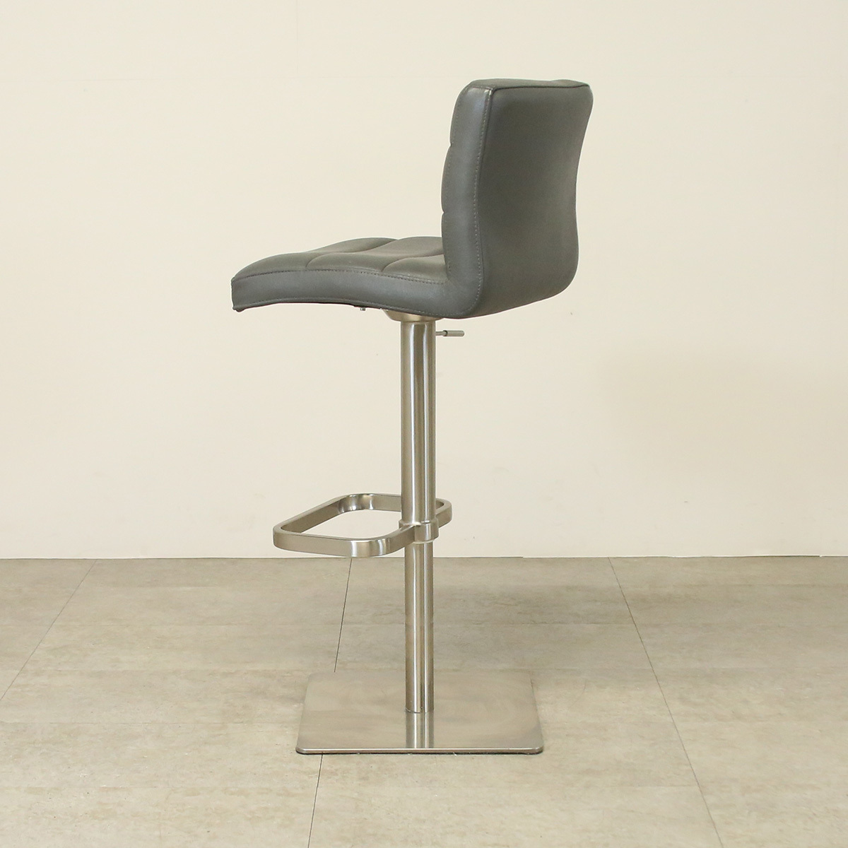 Grey Faux Leather Swivel High Stool