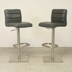 Grey Faux Leather Swivel High Stool