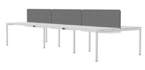 Narbutas  Nova Pod of  6 White 1400mm Desks with Cable Trays and Grey D/M Screens - NEW