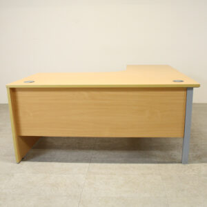 OI Beech L/H 1600mm Crescent Desk with Desk High Pedestal