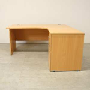 OI Beech R/H 1600mm Crescent Desk with Desk High Pedestal