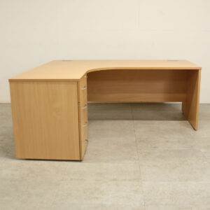 Beech 1800mm L/H Crescent Desk with D/H Pedestal