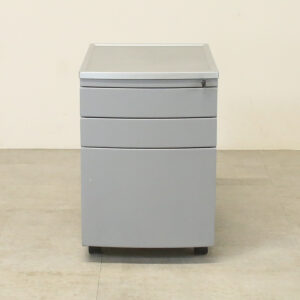 Grey Metal Bow Fronted Mobile Pedestal