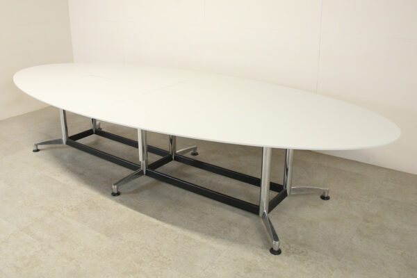 Off White Oval 3600 x 1500 Meeting Table with Power/Data