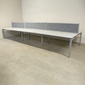Pod of 6 Dove Grey 1600mm Desks with Grey Screens