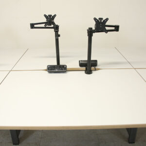 Pod of 6 Straight Soft White 1200mm Desks with Monitor Arms & Power Packs