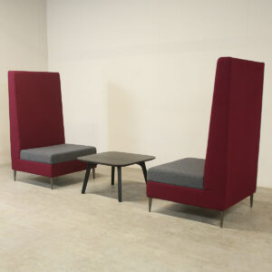Pair of Burgundy & Grey Single Seat Booths