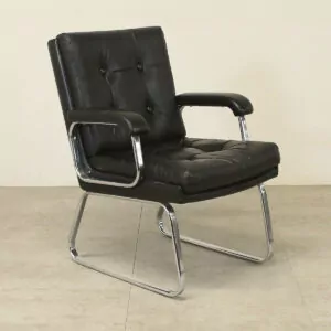 Black Faux Leather Meeting Chair - OHH017
