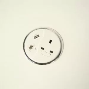 Used White Cable Port Office Power Pack for Sale By LOF Office Furniture