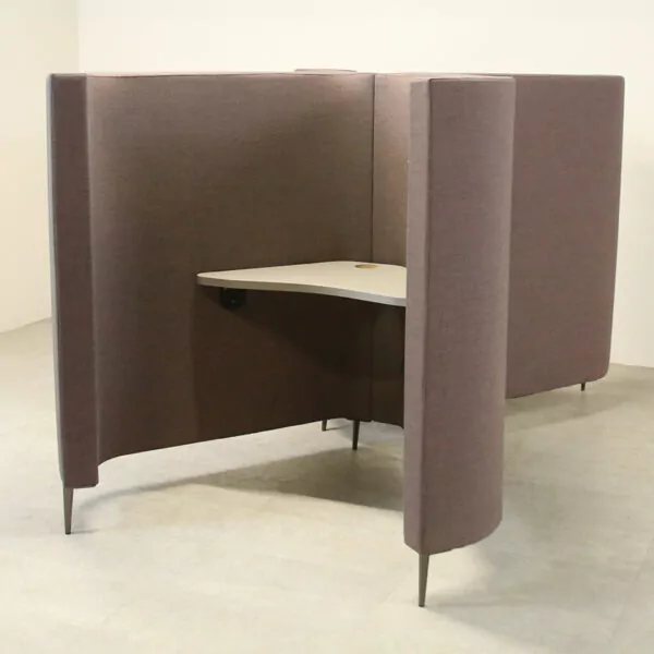 Single Person Focus/Study Booth in Taupe Fabric with Desk