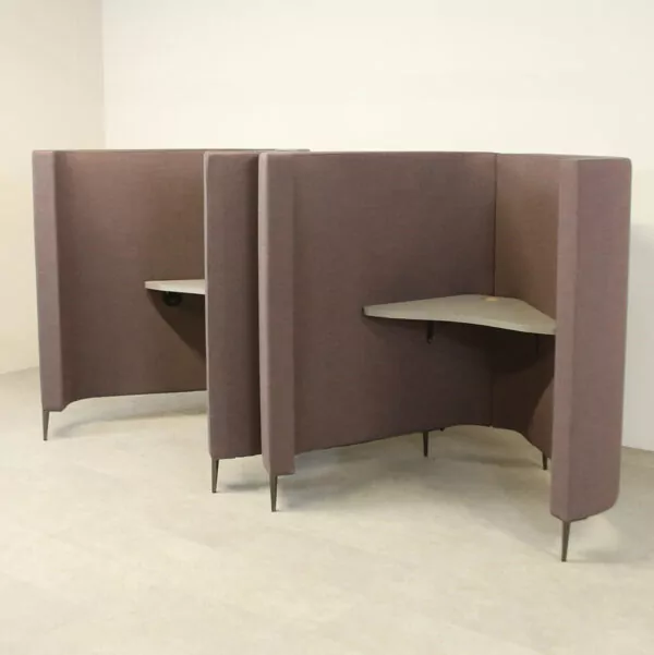 Single Person Focus/Study Booth in Taupe Fabric with Desk