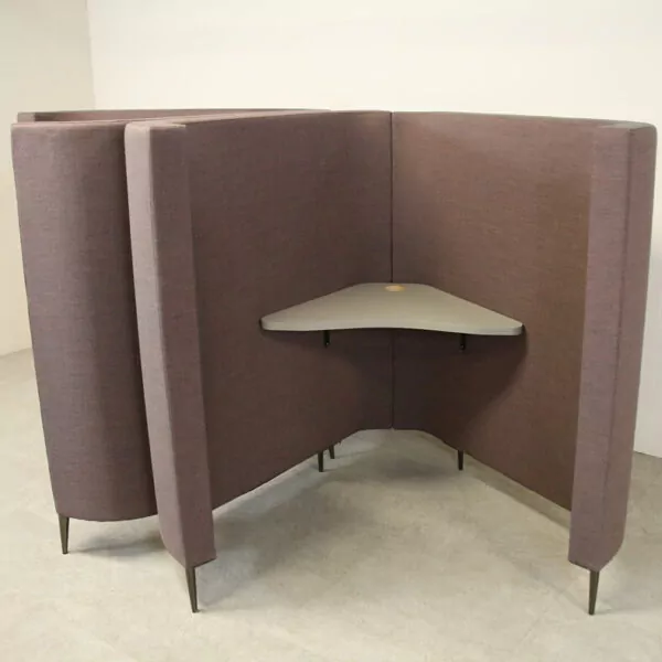 Single Person Focus/Study Booth in Taupe Fabric with Desk
