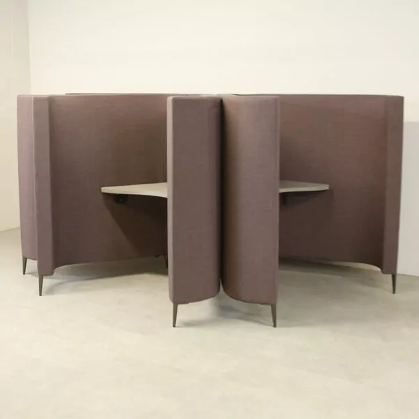 Single Person Focus/Study Booth in Taupe Fabric with Desk