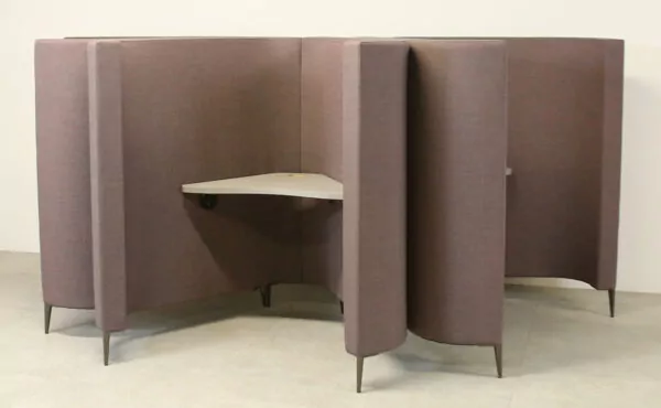 Single Person Focus/Study Booth in Taupe Fabric with Desk