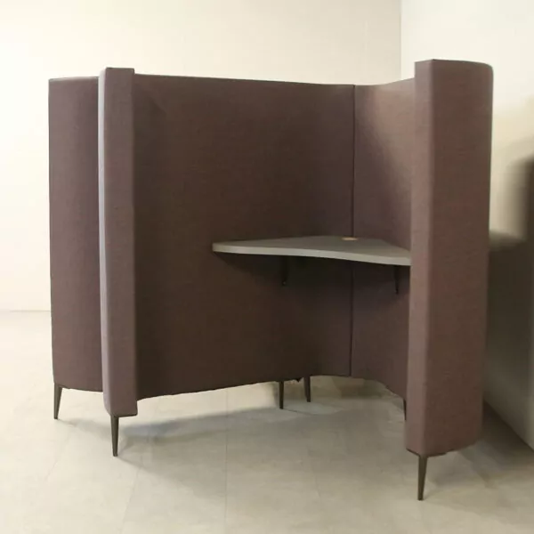 Single Person Focus/Study Booth in Taupe Fabric with Desk