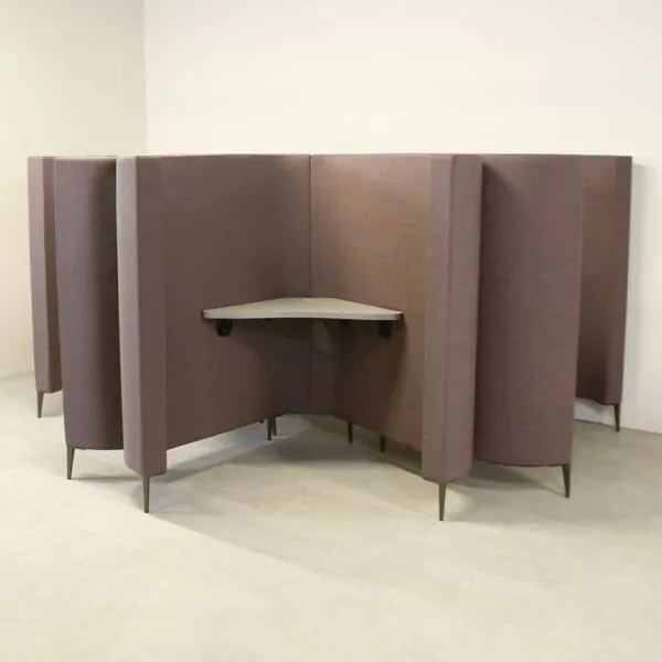 Single Person Focus/Study Booth in Taupe Fabric with Desk