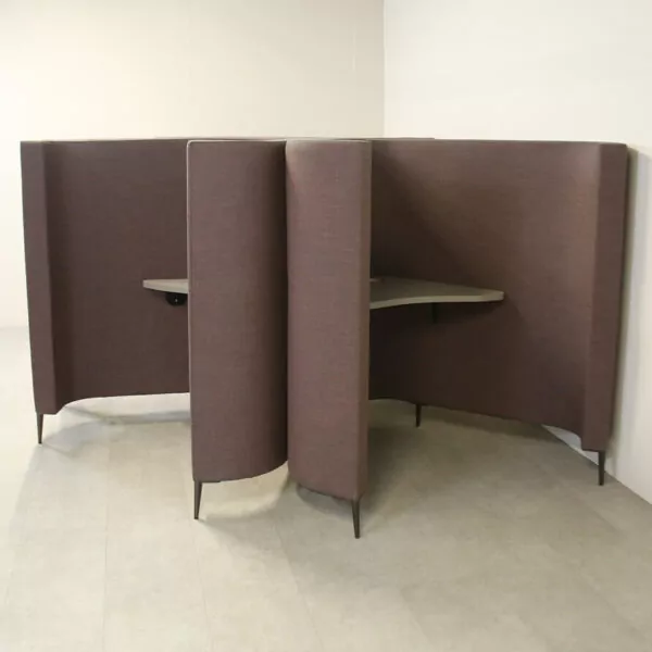 Single Person Focus/Study Booth in Taupe Fabric with Desk