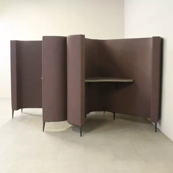 Single Person Focus/Study Booth in Taupe Fabric with Desk