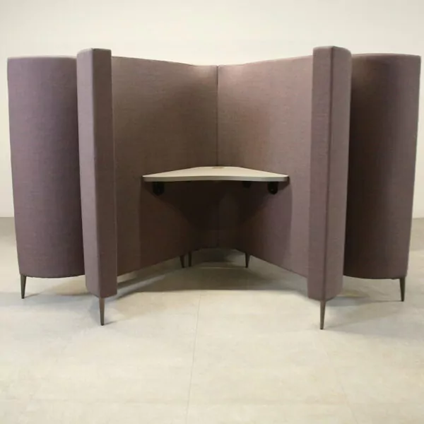 Single Person Focus/Study Booth in Taupe Fabric with Desk