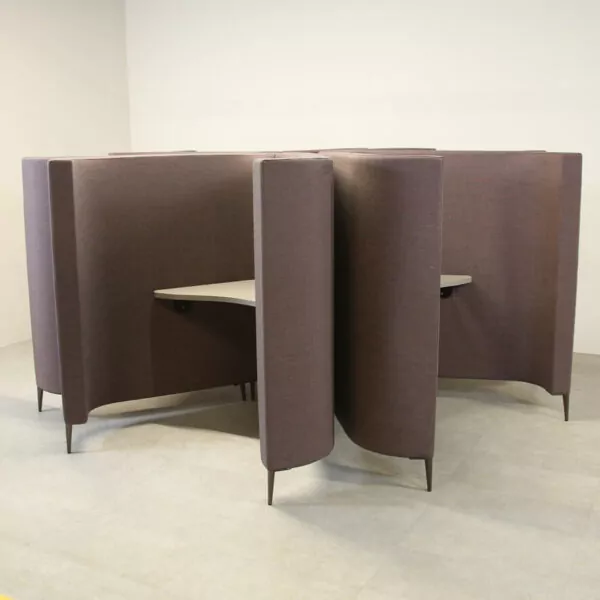 Single Person Focus/Study Booth in Taupe Fabric with Desk
