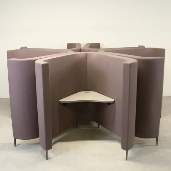 Single Person Focus/Study Booth in Taupe Fabric with Desk