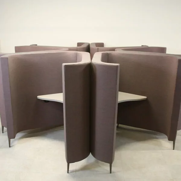 Single Person Focus/Study Booth in Taupe Fabric with Desk