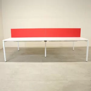 Narbutas Pod of 4 1400mm White Desks with Red D/M Screens - TOW002