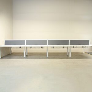 Senator Pod of 10 Straight White 1400mm Desks with D/M Screens - MEP029DS