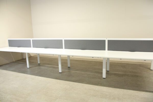 Senator Pod of 10 Straight White 1400mm Desks with D/M Screens - MEP029DS