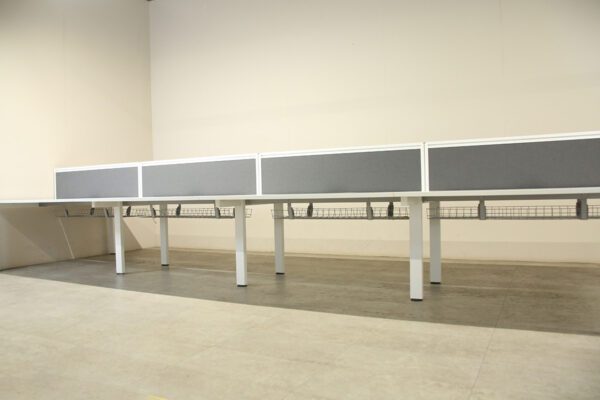 Senator Pod of 10 Straight White 1400mm Desks with D/M Screens - MEP029DS