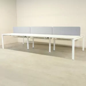 Pod of 6 Straight White 1200mm Desks with Grey D/M Screens - WES084