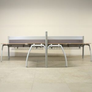 Senator Pod of 2 Autumn Cherry 1770mm Crescent Desks with D/M Screens - CUM023