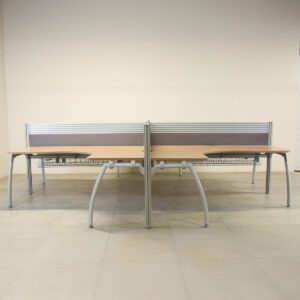 Senator Pod of 4 Autumn Cherry 1770mm Crescent Desks with D/M Screens - CUM022