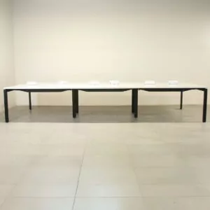 Steelcase Frame One Bench Pod of 6 White 1400mm Straight Desks with Power/USB Charge - LOC219