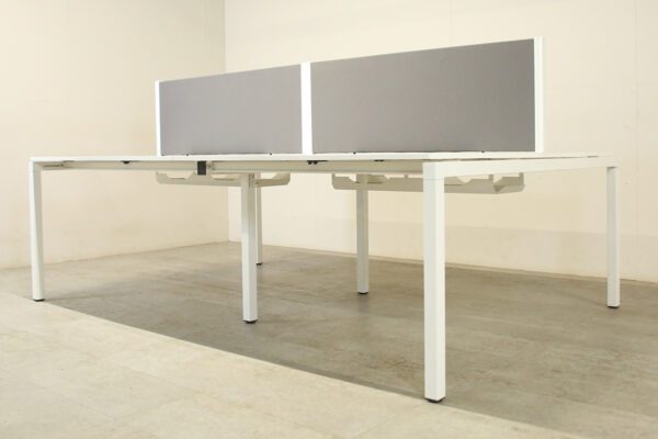 Techo Pod of 4 White 1200mm White Desks with Screens - OCU024