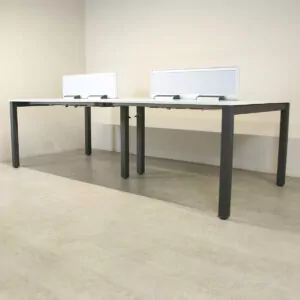 Herman Miller White High Work Bench with Screens & Power/Data - TRI005