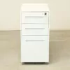 White Narrow 3 Drawer Mobile Pedestal - LOC002