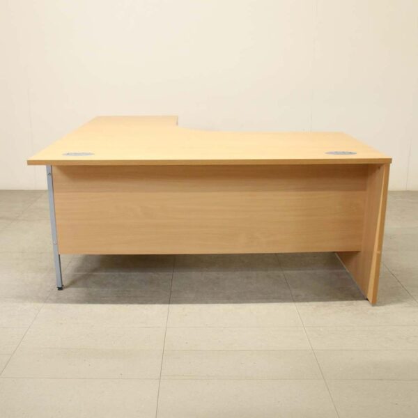 Beech Left Hand 1600mm Crescent Desk with Fixed Pedestal - EMS003