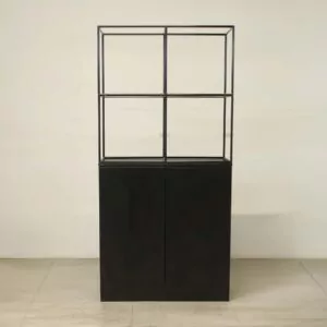 Black Grid Shelving with D/D Cupboard - LOC342