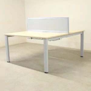 Senator Pod of 2 Maple 1400mm Straight desks with Grey D/M Screen - ABA037