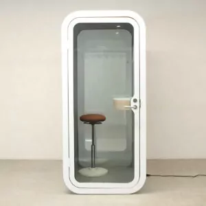 Framery O White Phone Booth with Red Stool - LIVI001A