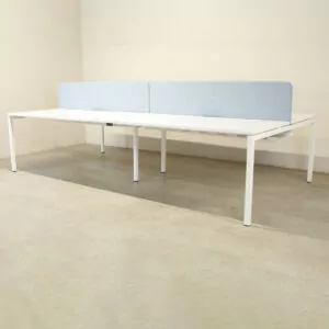 Pod of 4 White 1600mm Desks with   Blue  Screens - VBD028
