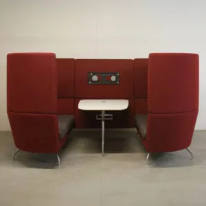Orangebox Cwtch Red & Grey 4 Person Booth with Table - KGM002