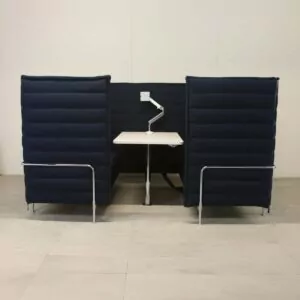Vitra Blue 4 Person Booth with Power/Data, Table & Monitor Arm - LOC364