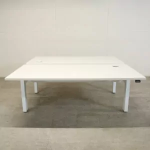 Pod of 2 White 1600mm Height Adjustable Desks with Power/Data- LOC422