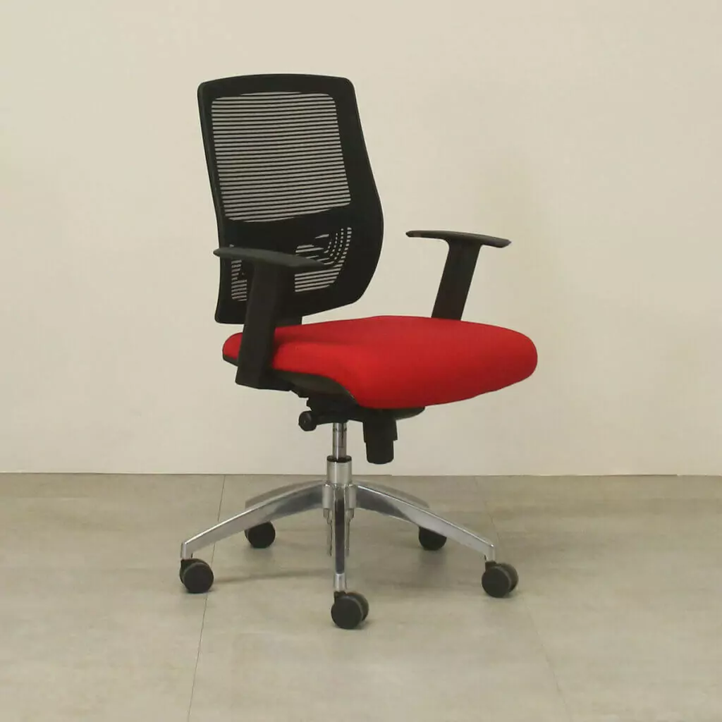 RED WITH BLACK MESH BACK OPERATORS CHAIR desk
