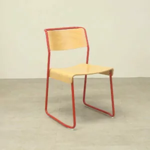 VG&P Beech Canteen Utility Chair on Red Frame