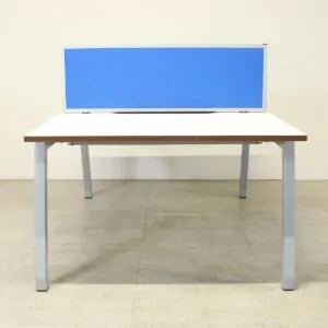 Pod of 2 Straight White 1200mm Desks with Blue D/M Screen