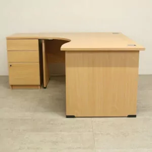 Senator Beech 1600mm L/H Crescent Desk with D/H Pedestal